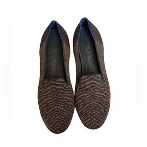 Rothy's "Twilight Metallic" Retired Loafer Flats size 6.5 Brown Zebra Sparkle